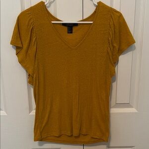 Forever 21 Mustard V-Neck Short Sleeve Top
